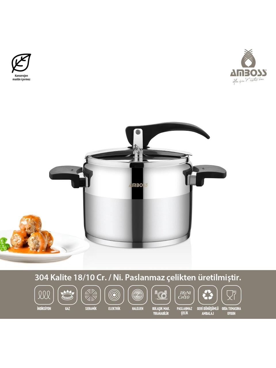Amboss Enio Klasik Düdüklü Tencere 4 Lt