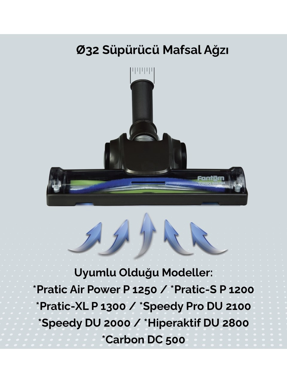 Fantom Siyah Pratik 1200 Pratik S Uyumlu Turbo Başlık( Sert Zemin Turbo Başlık