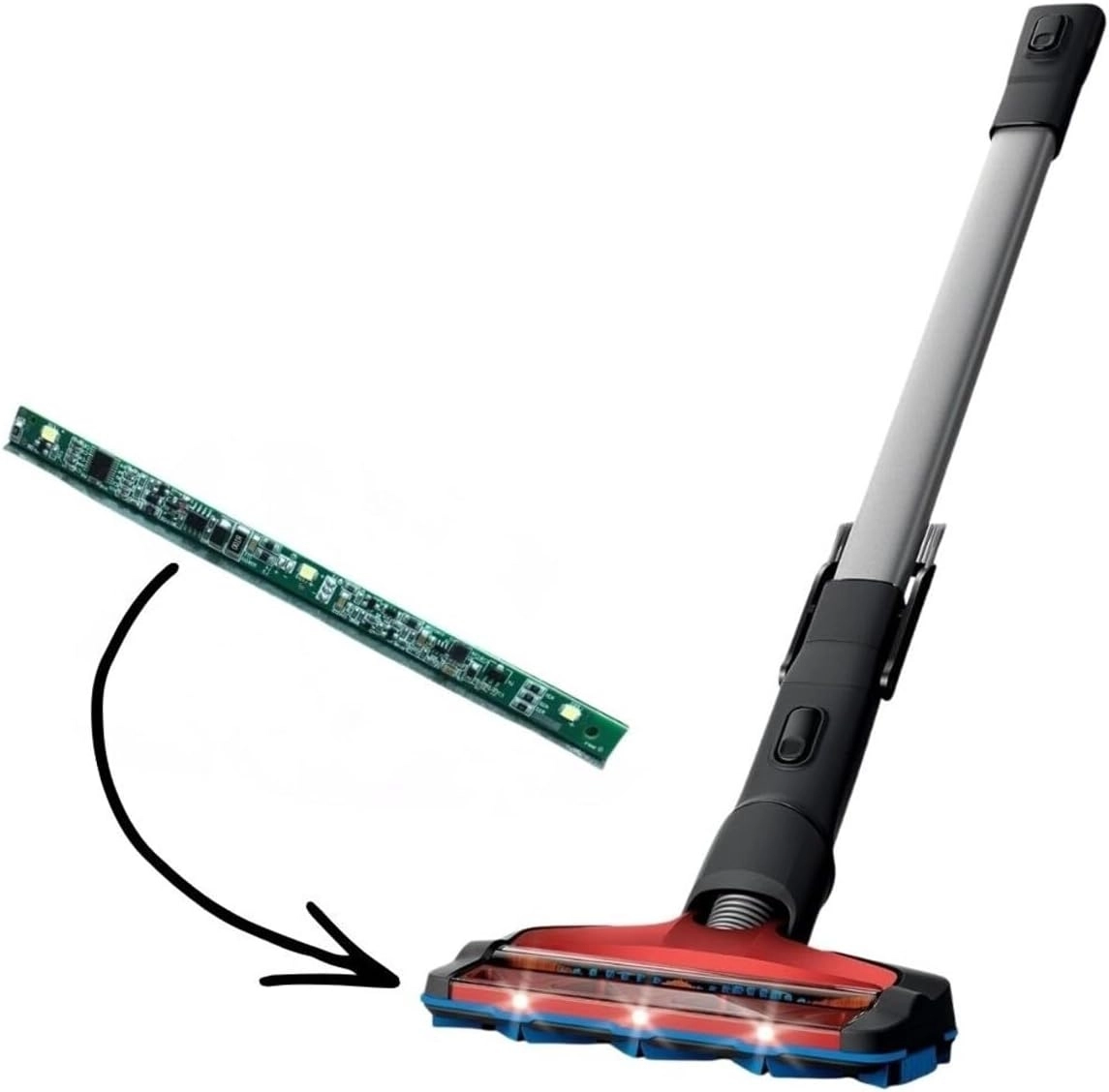 Philips XC 7040 SpeedPro Max ile Uyumlu Emici Başlık Led Kartı, Siyah