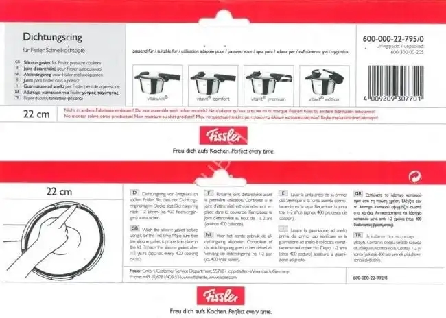 Fissler Düdüklü Lastiği 22 cm Yeni Model (Orjinal Lastik)